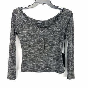 Lulus Gray Spacedye Ribbed Off The Shoulder Top